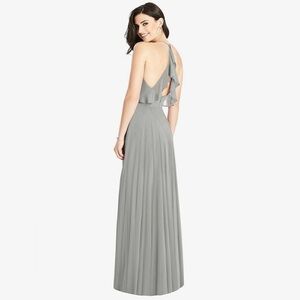 Dessy Collection Ruffled Strap cutout wrap maxi dress in Chelsea grey 3021 A2